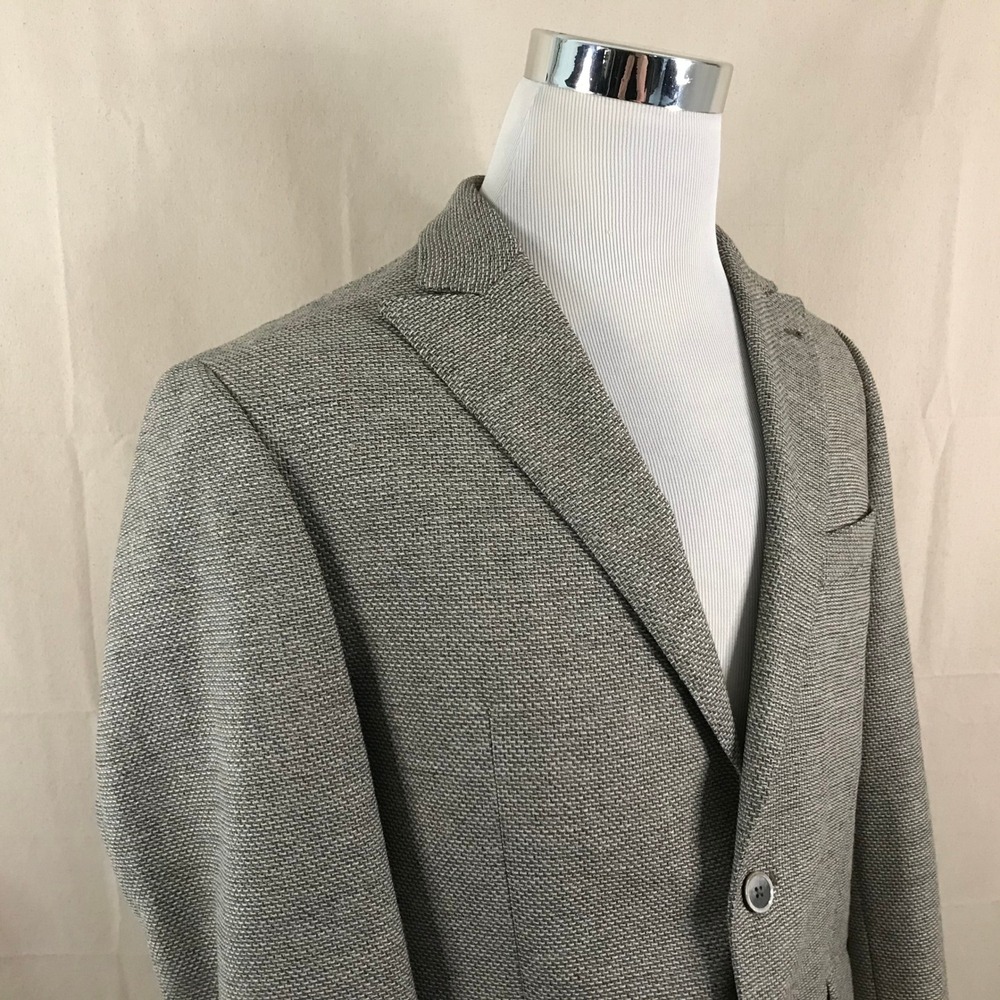 Joseph Abboud 42S Sport Coat Linen Blend Beige Knit Two Button Double Vented